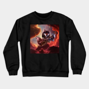 Awesome wolves howling at the setting sun Crewneck Sweatshirt